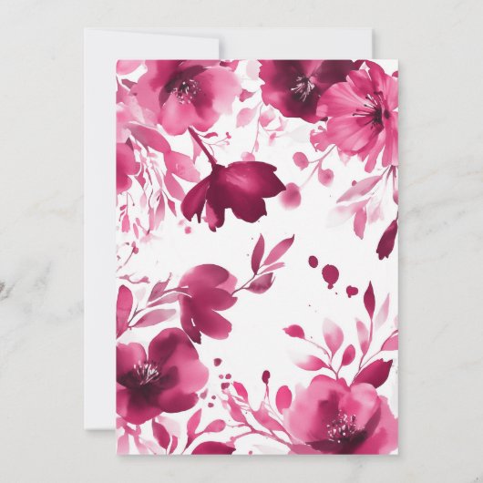 Pink Blooms Watercolor Brautparty CUSTOM Einladung (Rückseite)