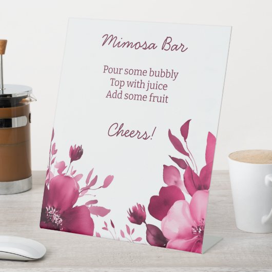 Pink Blooms Watercolor Brautparty CUSTOM Sockelschild (In Situ)