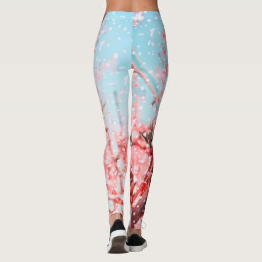 Pink blossom and flying petals (or snow?) leggings (Rückseite)