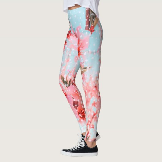 Pink blossom and flying petals (or snow?) leggings (Links)