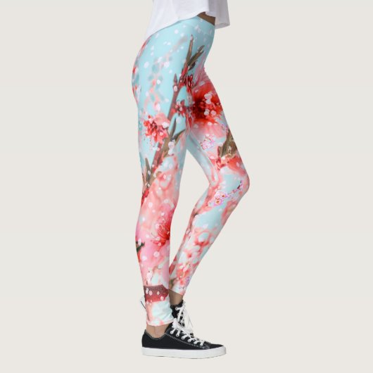 Pink blossom and flying petals (or snow?) leggings (Rechts)