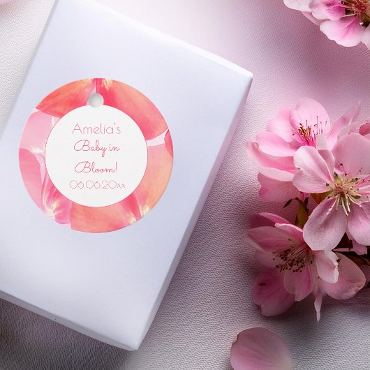 Pink Blossom Baby in Bloom Baby Dusche Geschenkanhänger