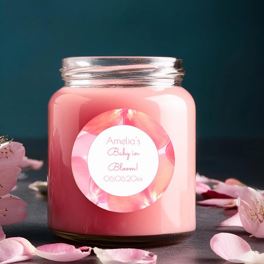Pink Blossom Baby in Bloom Baby Dusche Runder Aufkleber