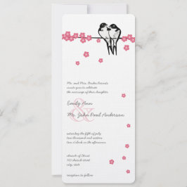 Pink Blossom Bezauberter Wald Chickadee Hochzeit Einladung