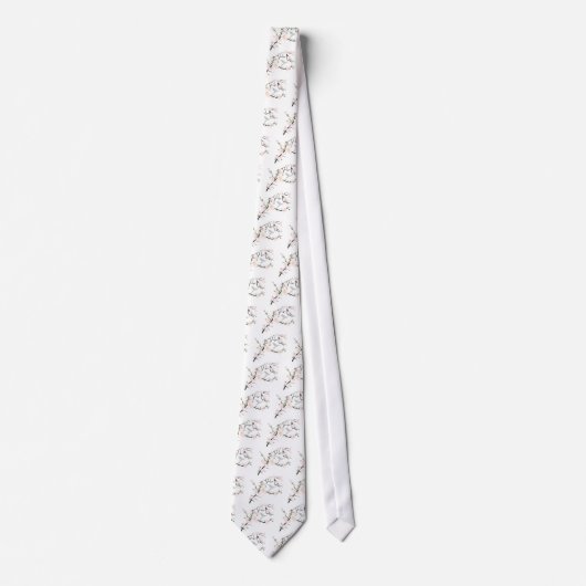 Pink Blossom Bird Krawatte (Vorderseite)