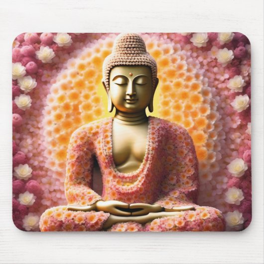 Pink Blossom Blume Buddha Meditation Mousepad (Vorne)