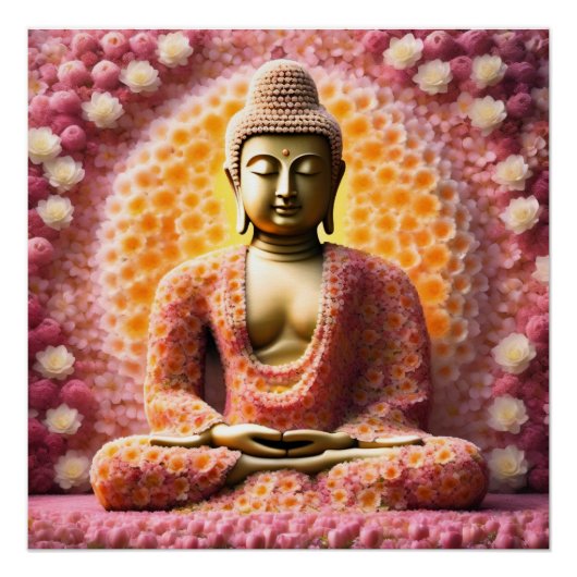Pink Blossom Blume Buddha Meditation Poster (Vorderseite)