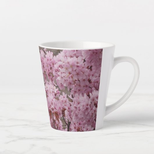 Pink Blossom Blume Muster Latte Tasse (Rechts)