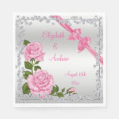 Pink Blossom, Bows & Diamonds Wedding Serviette (Vorderseite)