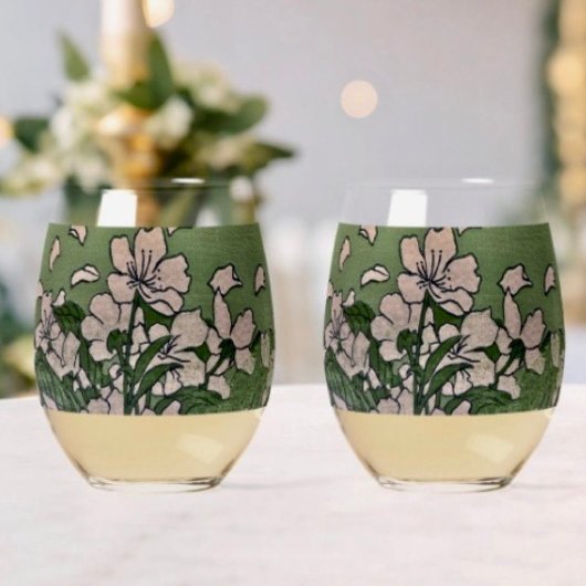 Pink Blossom Cascade  Weinglas Ohne Stiel