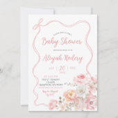 Pink Blossom Floral Baby Dusche Einladung (Vorderseite)