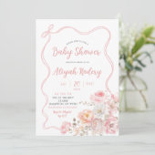 Pink Blossom Floral Baby Dusche Einladung (Stehend Vorderseite)