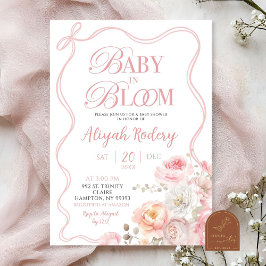 Pink Blossom Floral Baby in Bloom Baby Dusche Einladung