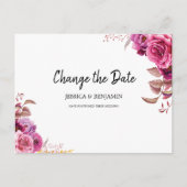 Pink Blossom Floral verschoben Ändern Sie das Datu Postkarte (Vorderseite)