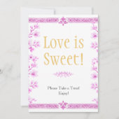 Pink blossom florals "Love is Sweet"  Sign Einladung (Vorderseite)