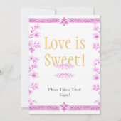Pink blossom florals "Love is Sweet"  Sign Einladung (Rückseite)