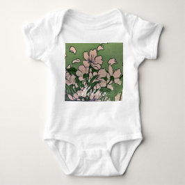Pink Blossom Green Baby Strampler