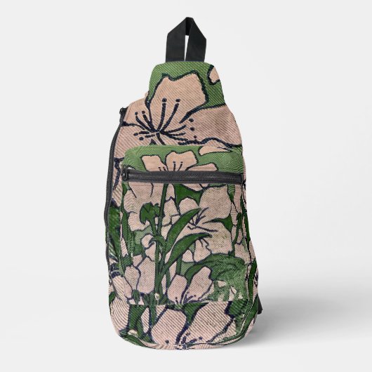 Pink Blossom Green   Crossbody Bag (Vorderseite)