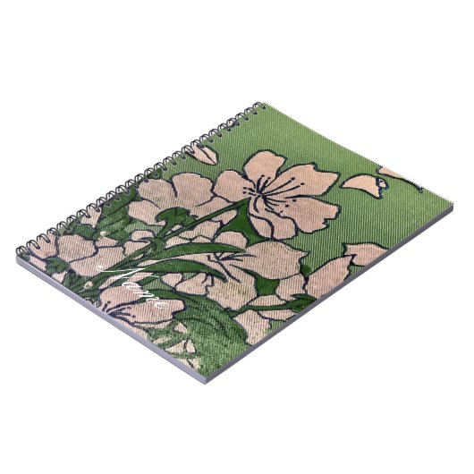 Pink Blossom Green Notizblock (Linke Seite)