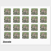 Pink Blossom Green Quadratischer Aufkleber (Blatt)