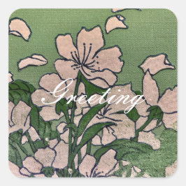 Pink Blossom Green Quadratischer Aufkleber