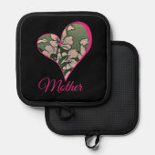 Pink Blossom Green   Topflappen (Vorderseite/Rückseite)