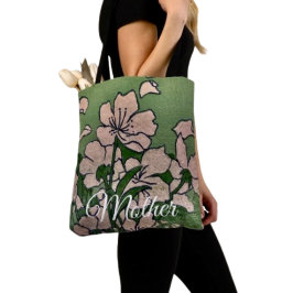 Pink Blossom Green Tote Tasche