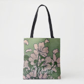 Pink Blossom Green Tote Tasche (Vorderseite)