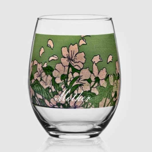 Pink Blossom Green Weinglas Ohne Stiel