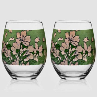 Pink Blossom Green  Weinglas Ohne Stiel