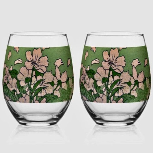 Pink Blossom Green  Weinglas Ohne Stiel