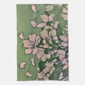 Pink Blossom Grün  Geschirrtuch (Vertikal)