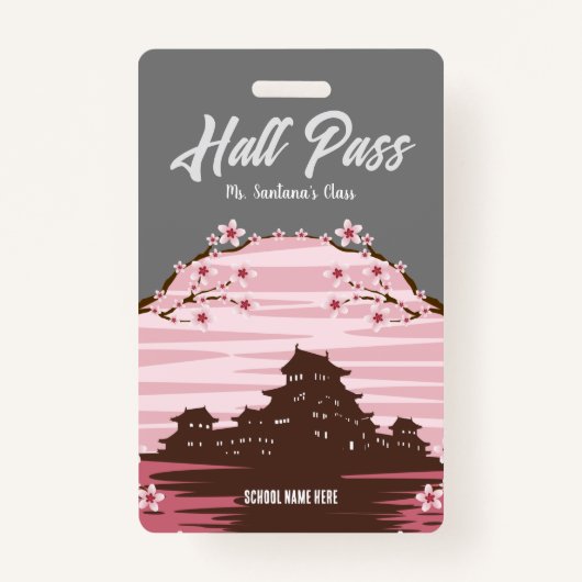Pink Blossom Hall Pass Abzeichen Ausweis (Vorderseite)