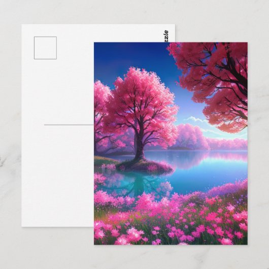 Pink Blossom Haven Postkarte (Vorne/Hinten)
