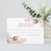 Pink Blossom Hochzeitsreaktion Einladung (Stehend Vorderseite)