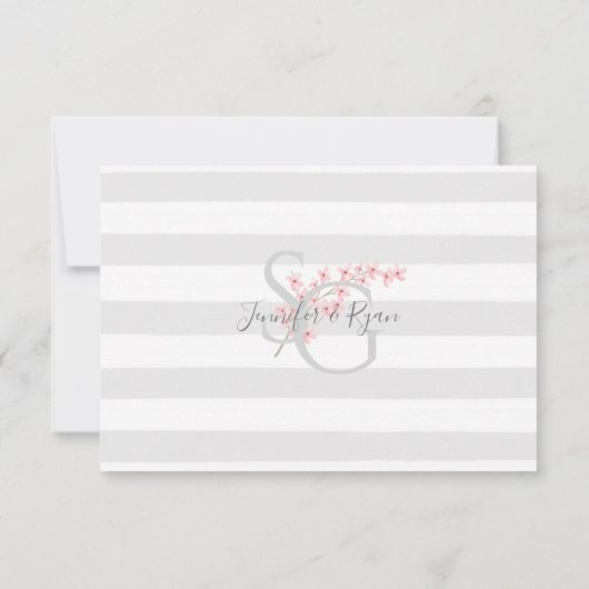 Pink Blossom Hochzeitsreaktion Einladung (Rückseite)