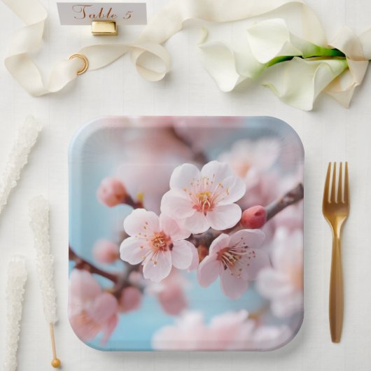Pink Blossom Magic Paper Plate Pappteller (Hochzeit)
