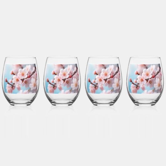 Pink Blossom Magic Weinglas Ohne Stiel (Vorderseite)
