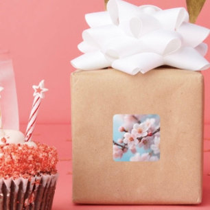 Pink Blossom Magie Quadratischer Aufkleber