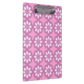 Pink Blossom Retro Tile Pattern Klemmbrett (Rechts)