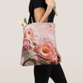 Pink Blossom Rose Aquarellmalerei Tasche (Von Nahem)