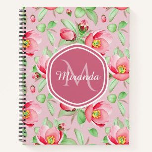 Pink Blossom Salbei Monogramm Name Notizblock