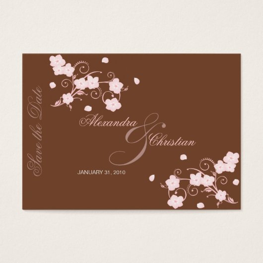 Pink Blossom Save the Date Hochzeit MiniCard (Vorderseite)