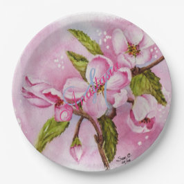 PINK BLOSSOM SPRING PARTY MONOGRAM PAPPTELLER