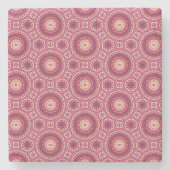 Pink Blossom Tile Pattern Steinuntersetzer (Vorderseite)
