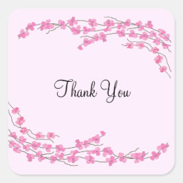Pink Blossom Vielen Dank Quadratischer Aufkleber