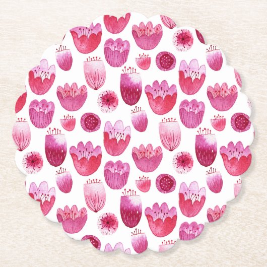 Pink Blossom Wasserfarbe Blume Untersetzer (Vorderseite)