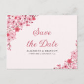 Pink Blossom Wedding – Elegant Sakura Flowers Postkarte (Vorderseite)