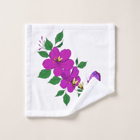 Pink Blossom with Badhandtuch Set (Waschlappen)