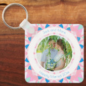 Pink Blue 5. Hochzeitstag Keepake Geschenk Schlüsselanhänger (Vorderseite)